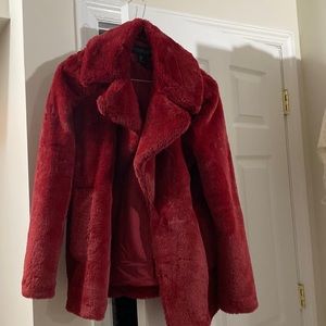 🔥‼️Rachel Zoe faux fur wine color jacket